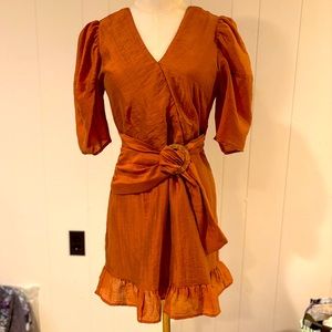 Lost & Wander silk faux wrap dress - NWOT